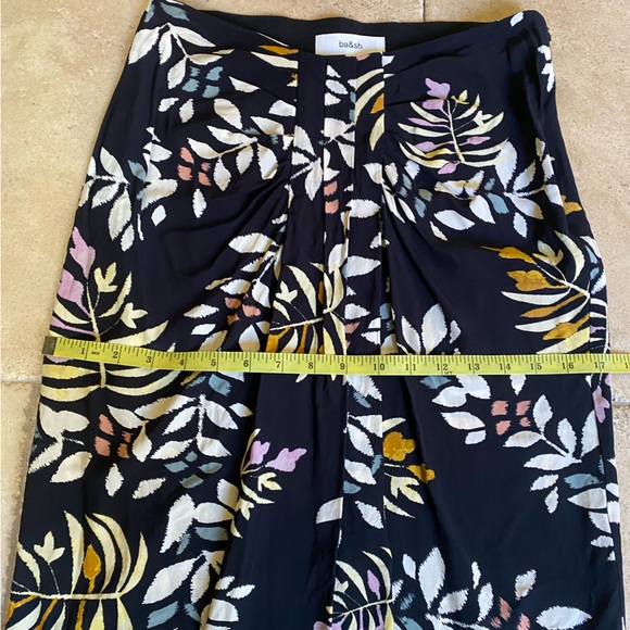 ba&sh Christo Printed Midi Skirt in Black with Multi color floral pattern small - Picture 6 of 9